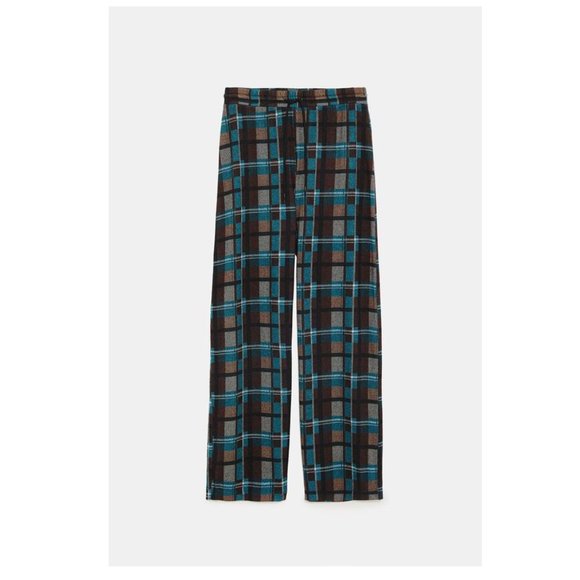 NWT Zara Size S Plaid Wide Leg Pants - Picture 2 of 2